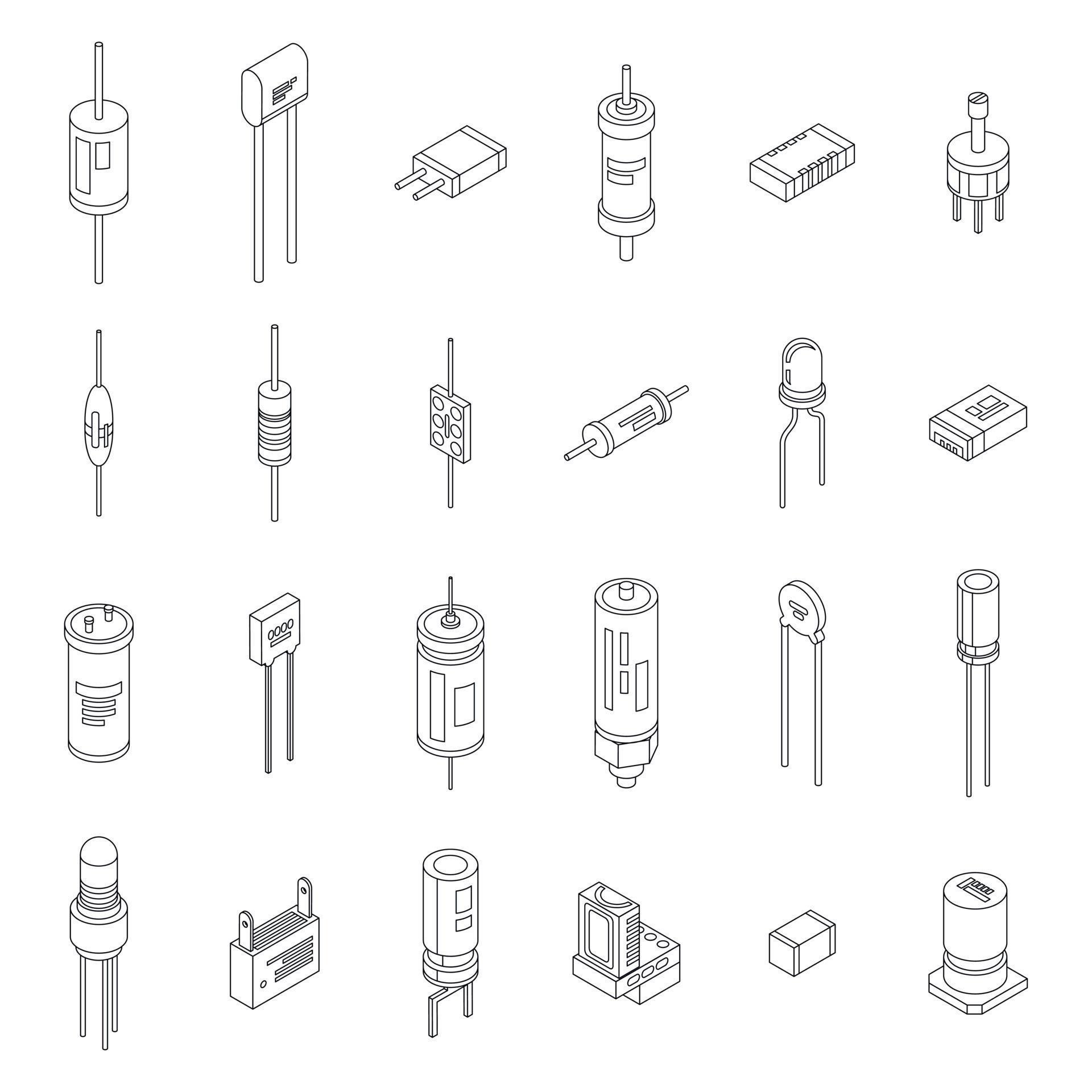 Capacitor icons set vector outline 12331704 Vector Art at Vecteezy