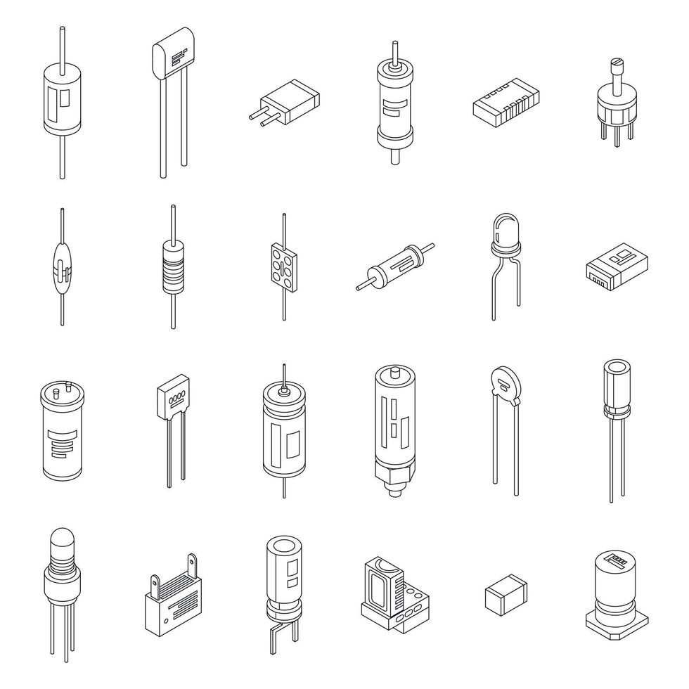 Capacitor icons set vector outline