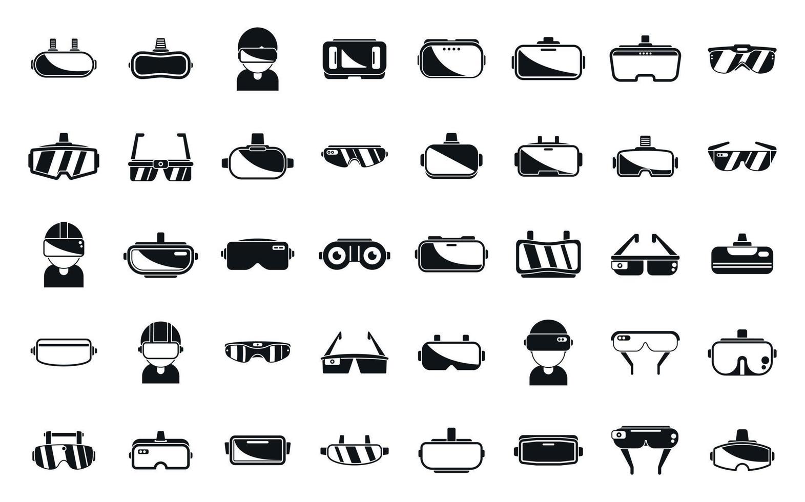 Virtual glasses icons set simple vector. Vr reality vector