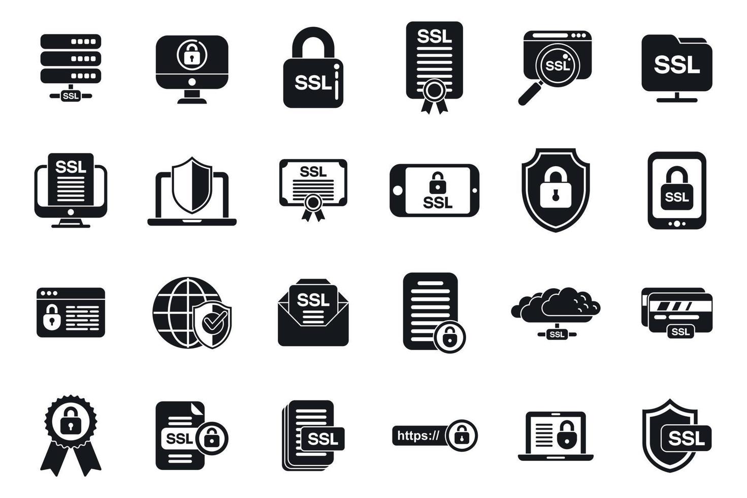 SSL certificate icons set simple vector. Ssl security vector