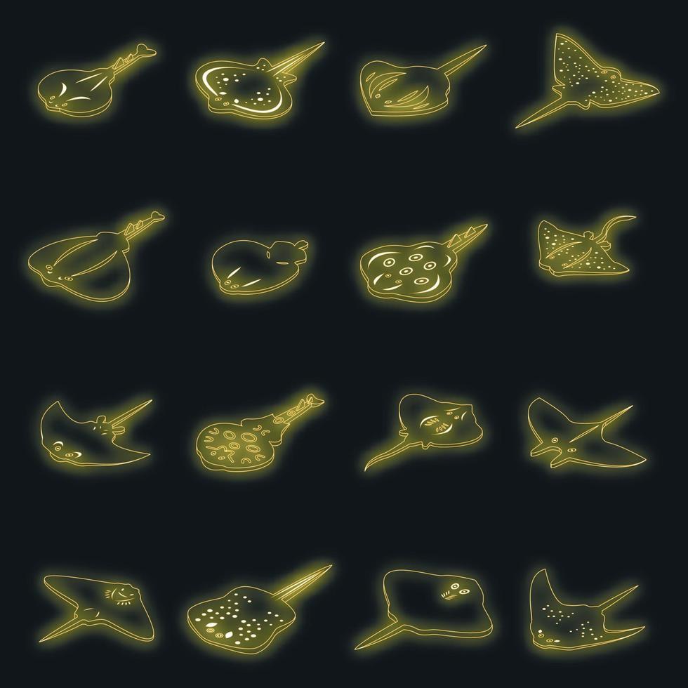 Stingray icons set vector neon