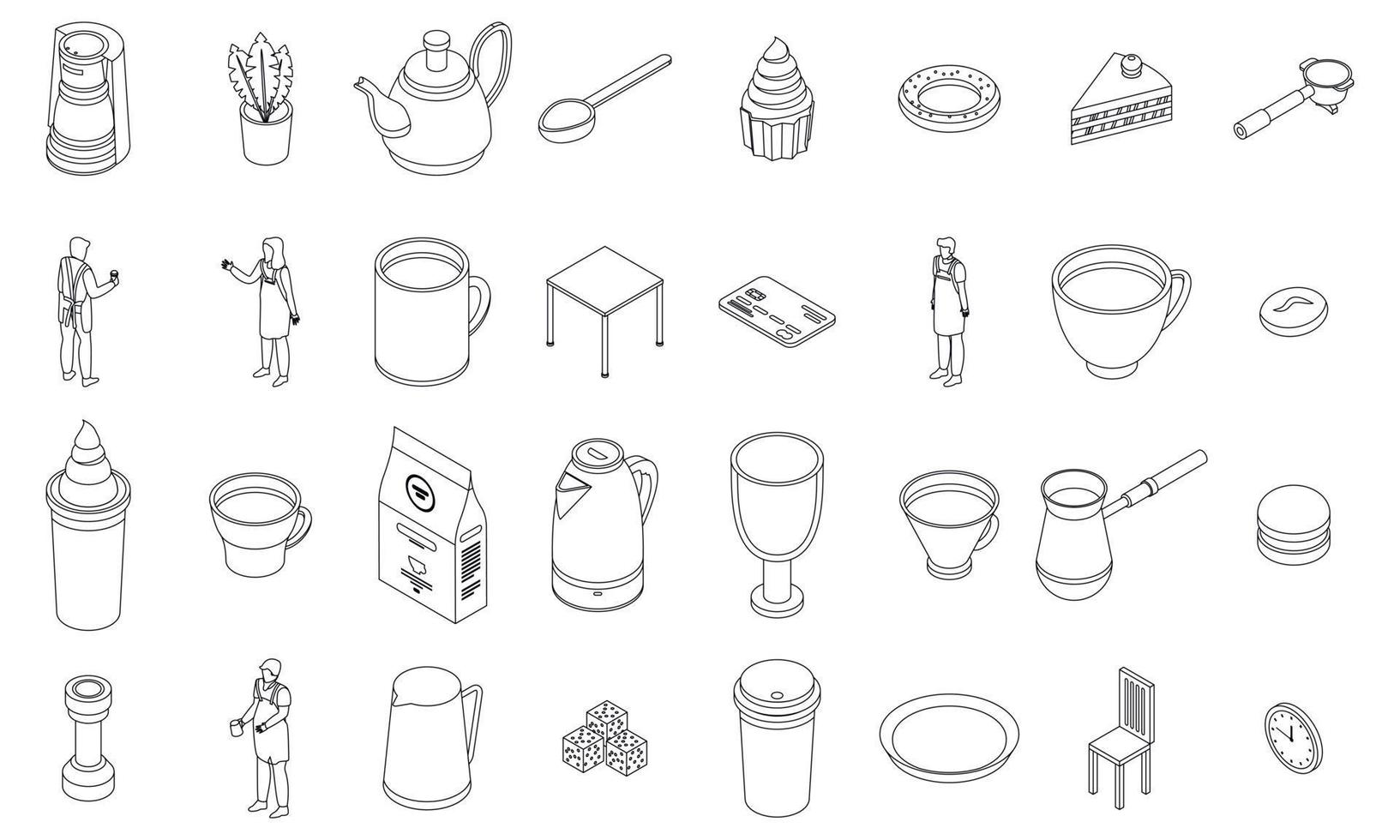 Barista icons set vector outline