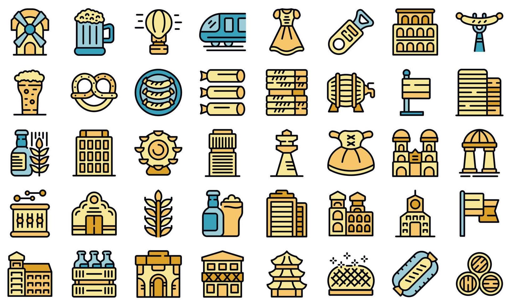 iconos de munich establecer vector plano