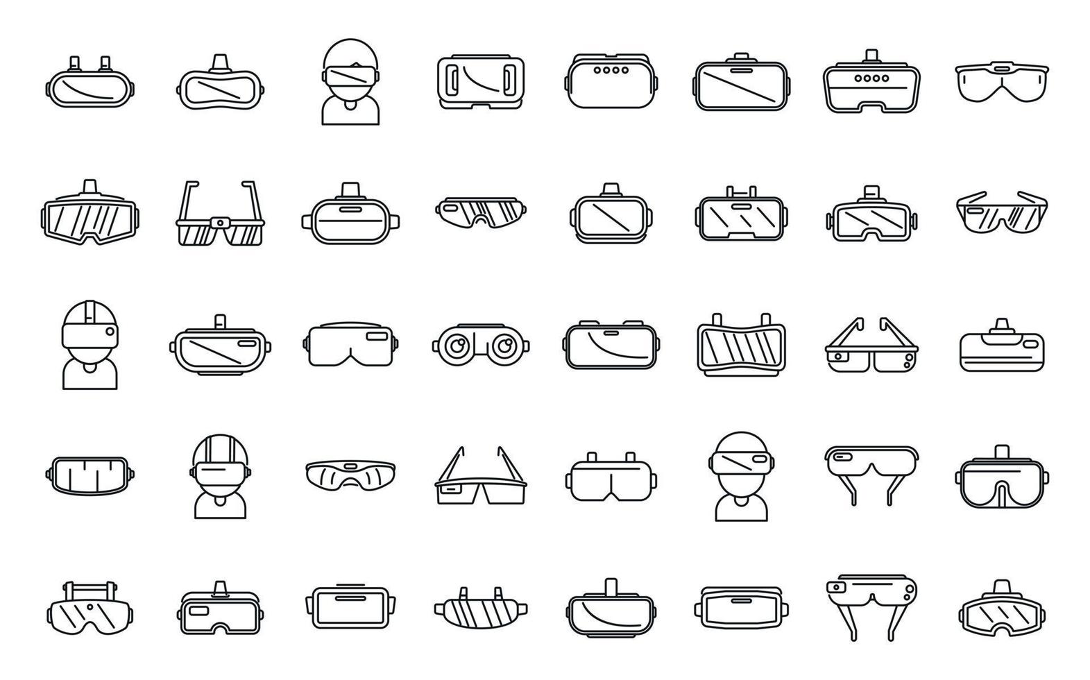 los iconos de gafas virtuales establecen el vector de contorno. realidad virtual