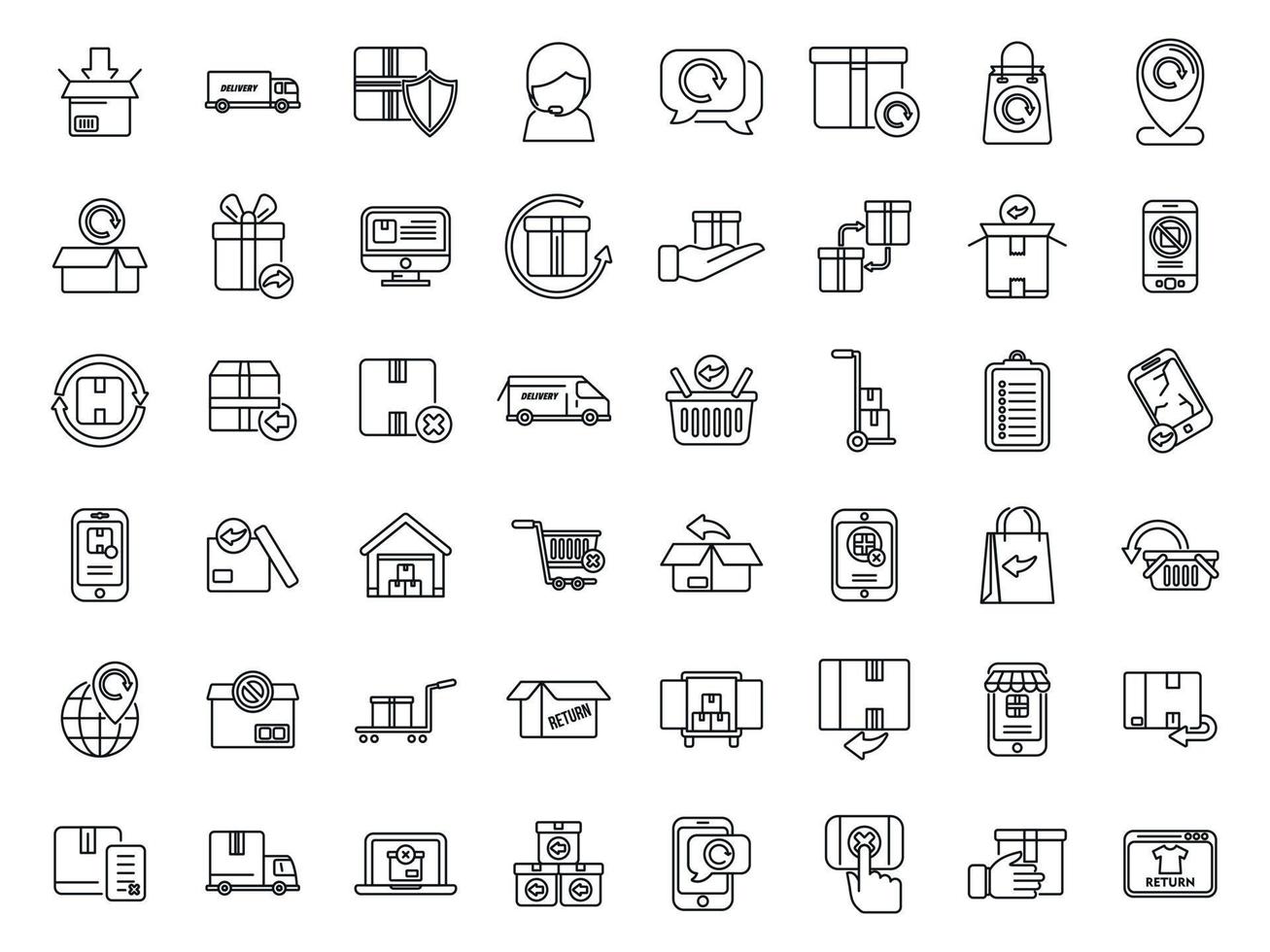 Return of goods icons set outline vector. Agreement certificate vector