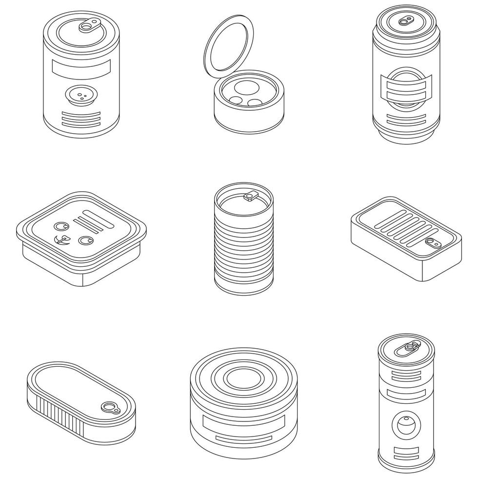 conjunto de iconos de lata contorno vectorial vector