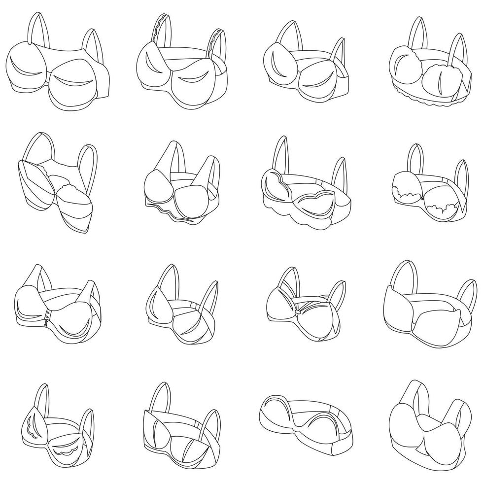 Bra icons set vector outline