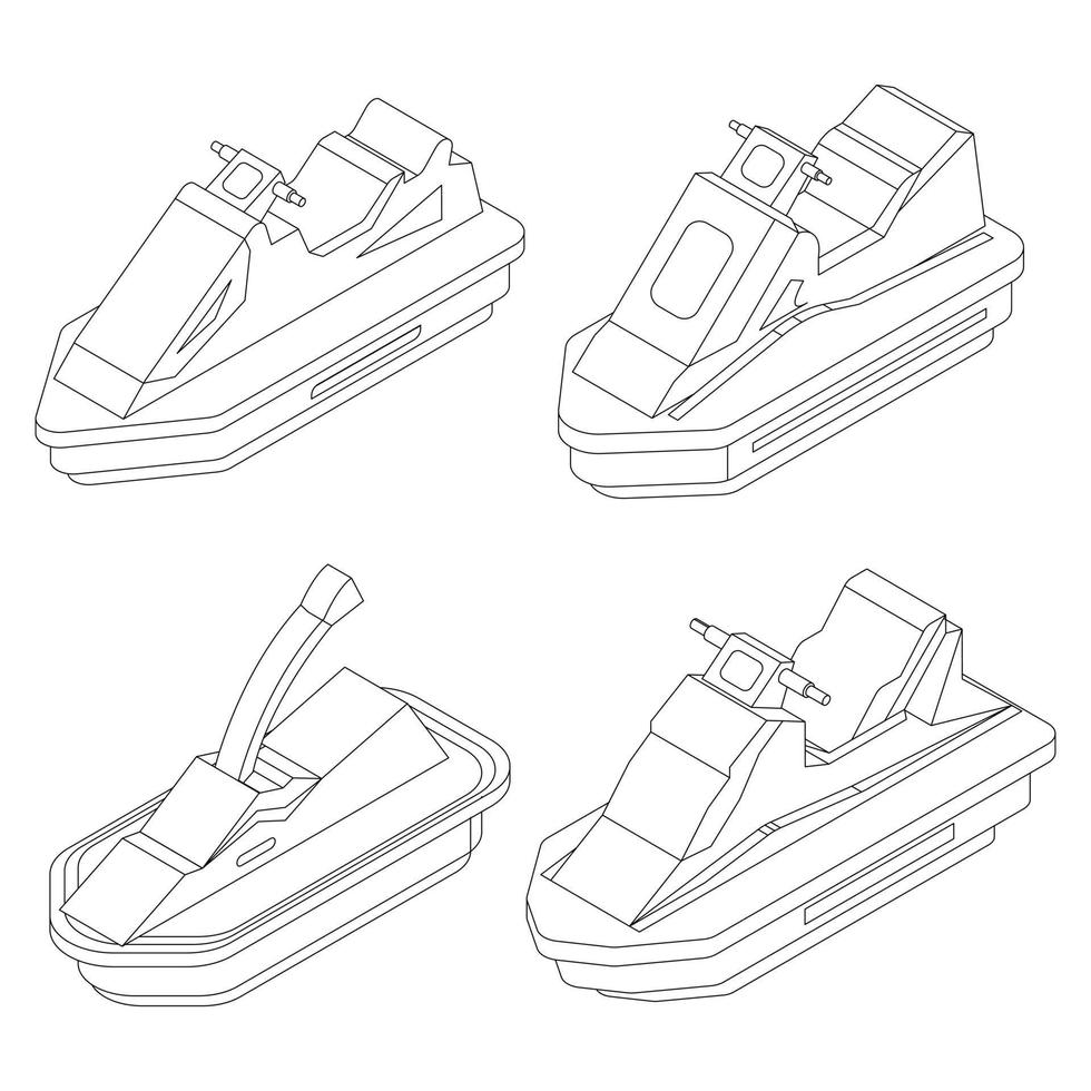 Jet ski icons set vector outline