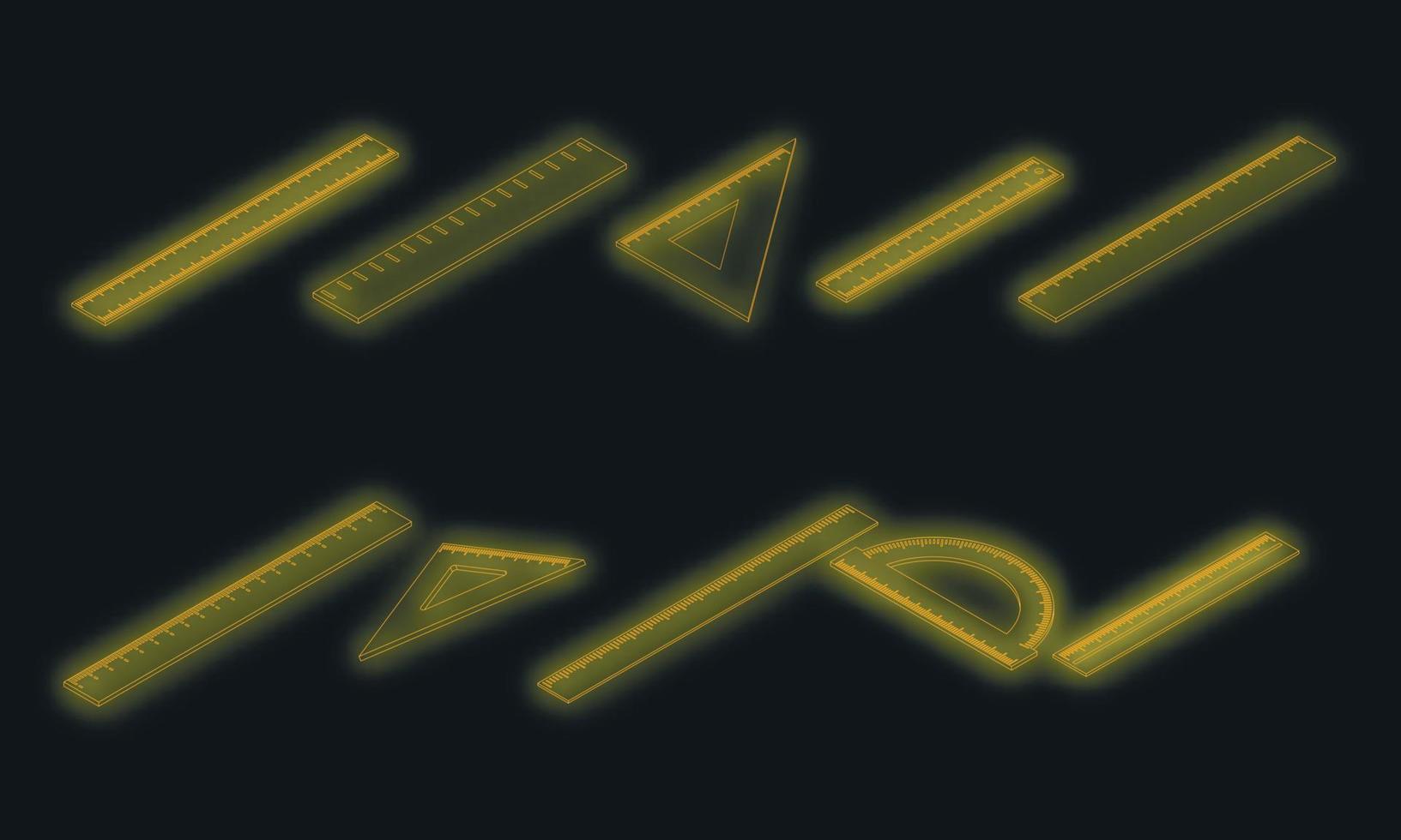 Ruler icons set vector neon
