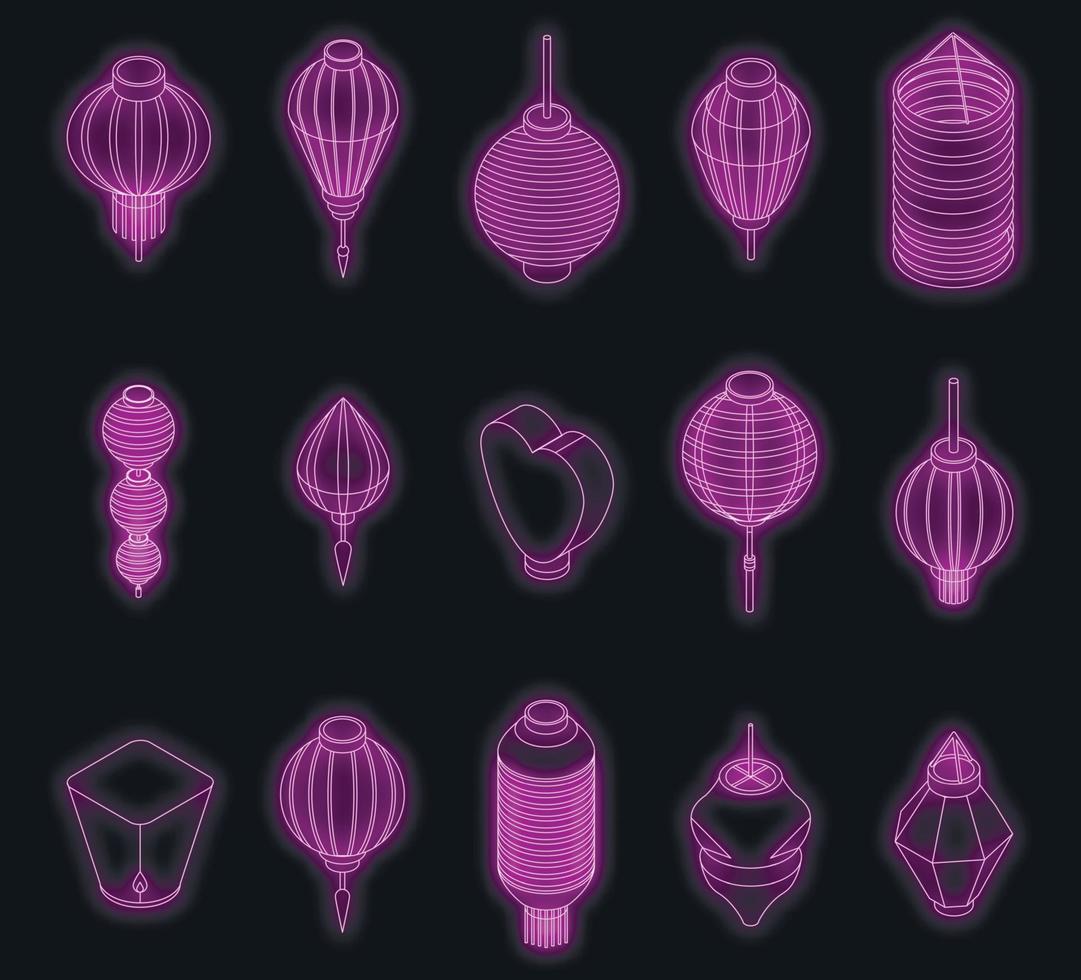 conjunto de iconos de linterna china neón vectorial vector