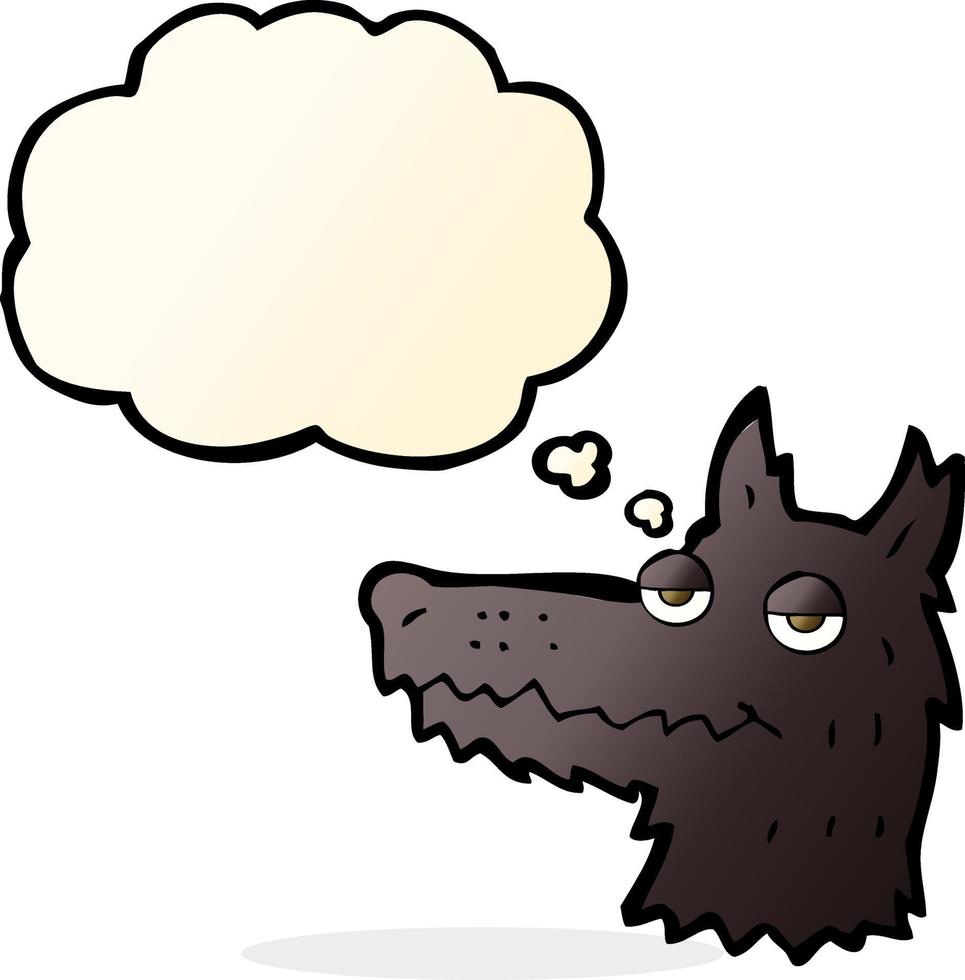 cartoon wolf head with thought bubble vector