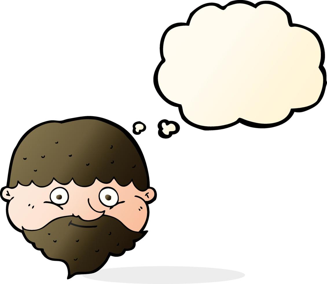 cartoon bearded man with thought bubble vector