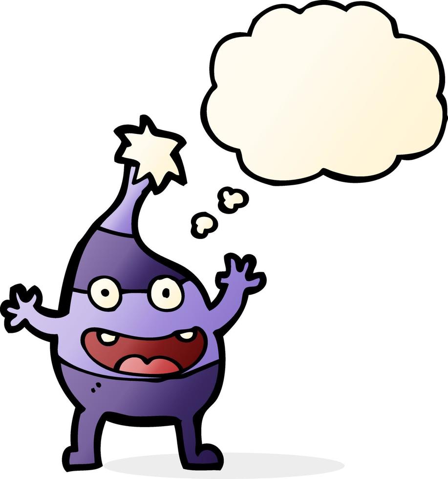 cartoon funny christmas creature with thought bubble vector
