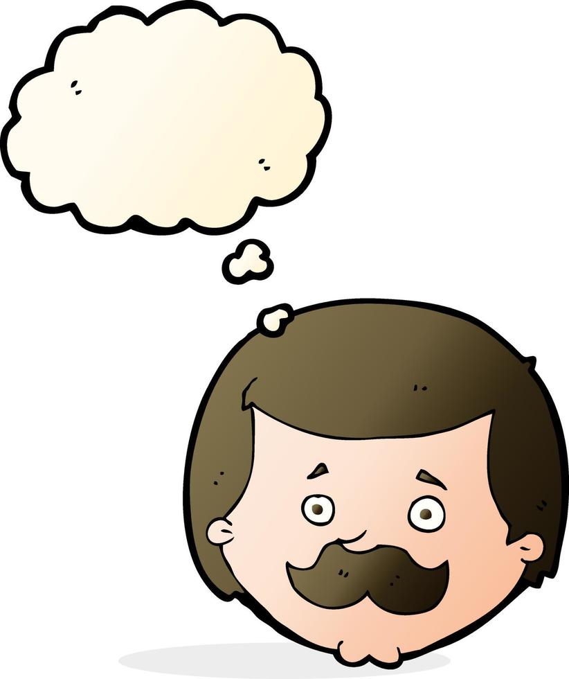 caricatura, hombre, con, bigote, con, burbuja del pensamiento vector