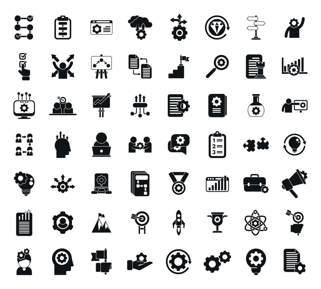 Realization icons set simple vector. Self dream vector
