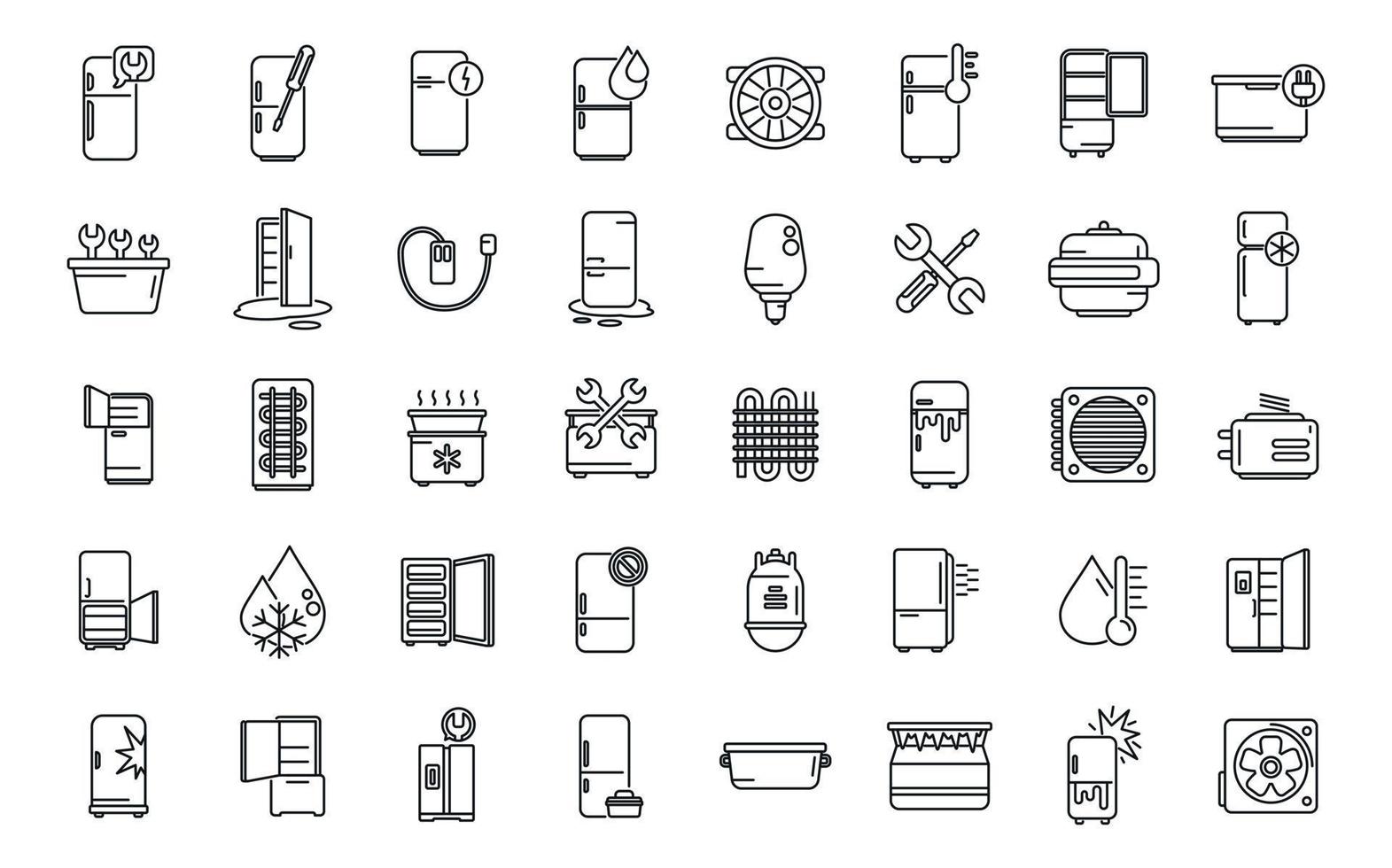 Refrigerator repair icons set outline vector. Fridge door vector