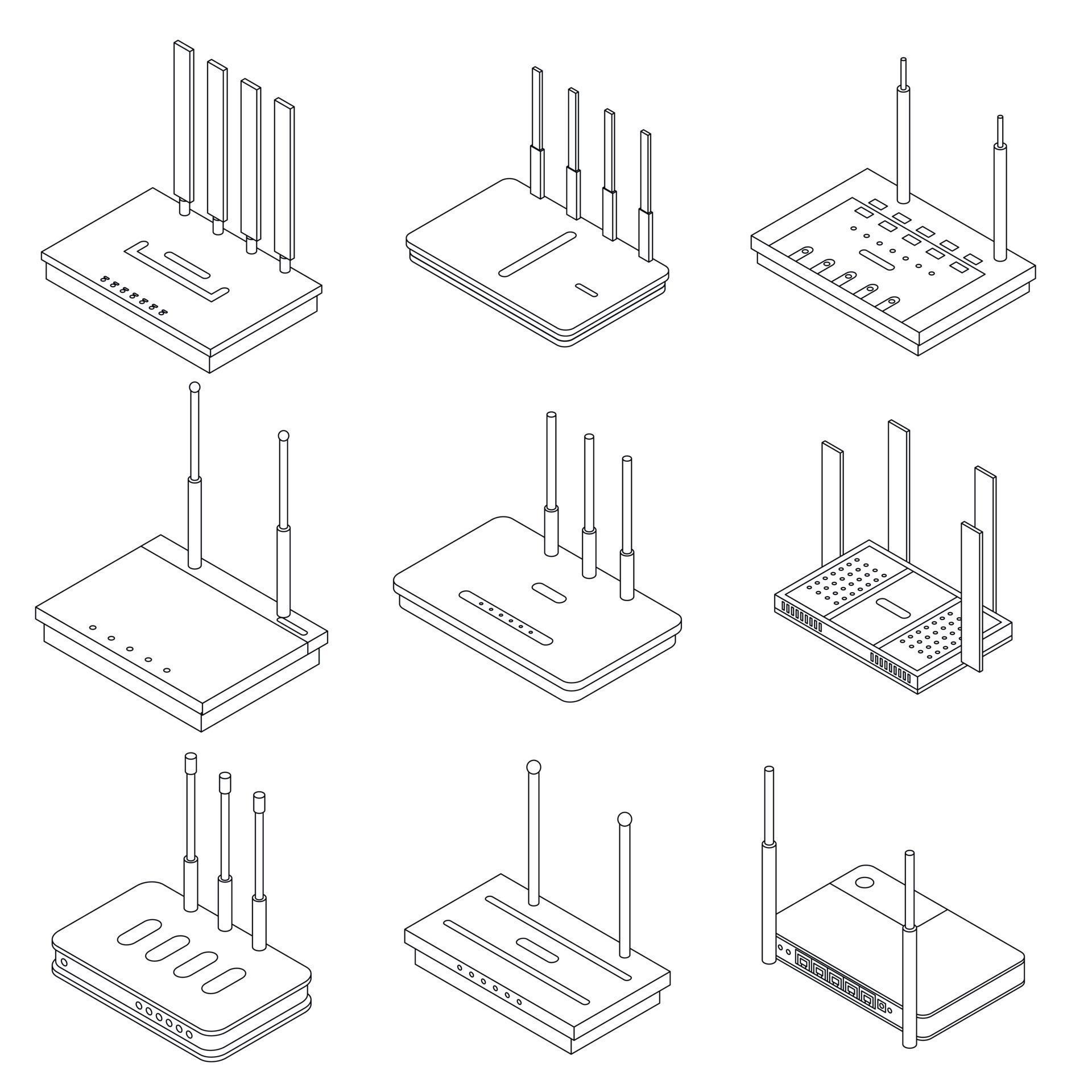Router icons set vector outline 12332122 Vector Art at Vecteezy