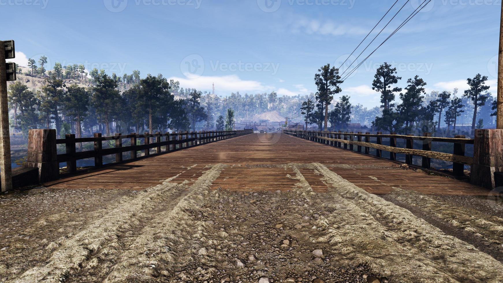 3D rendering of a road in the middle of nature rural transportation system photo