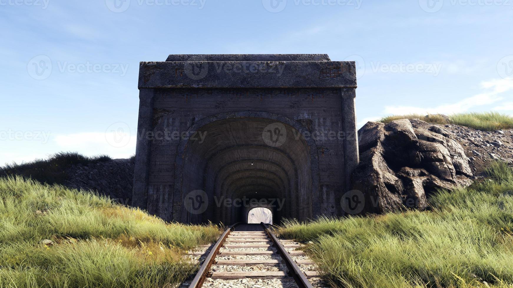 3D rendering of a railway in the middle of nature rural transportation system photo