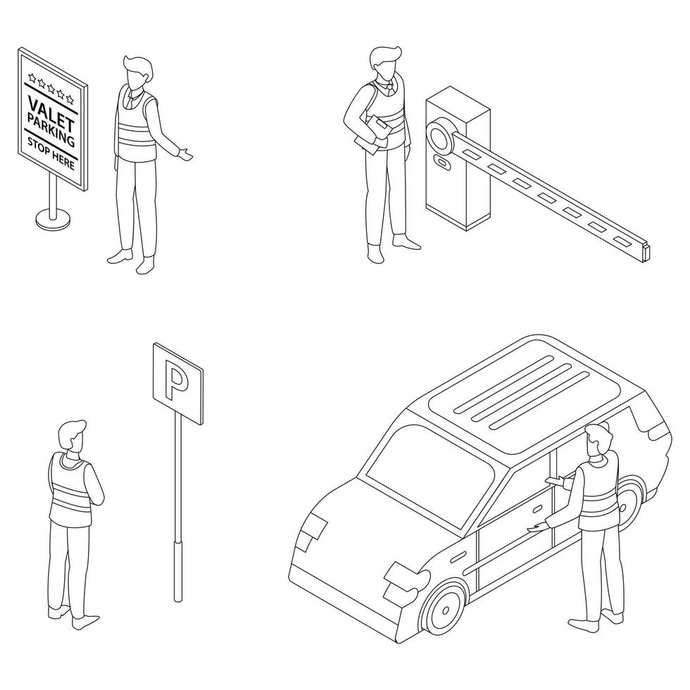 Valet icon set vector outline