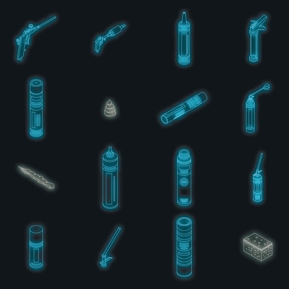 Polyurethane foam icons set vector neon