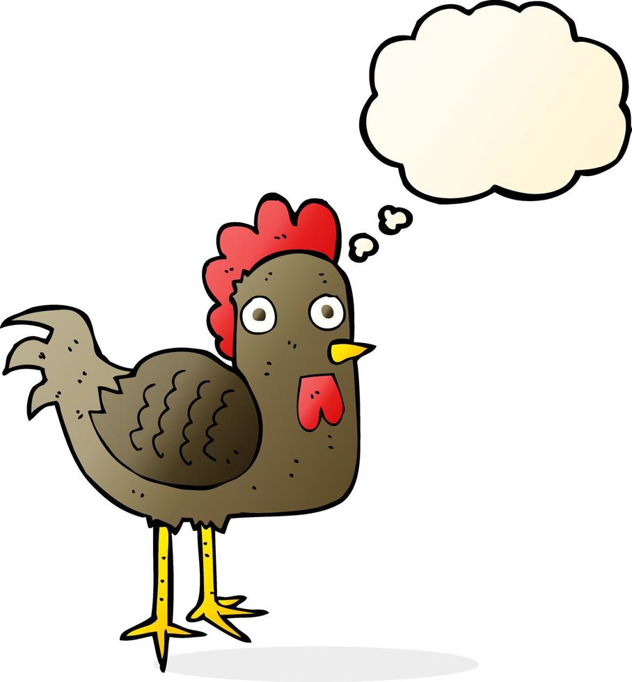 cartoon chicken with thought bubble vector