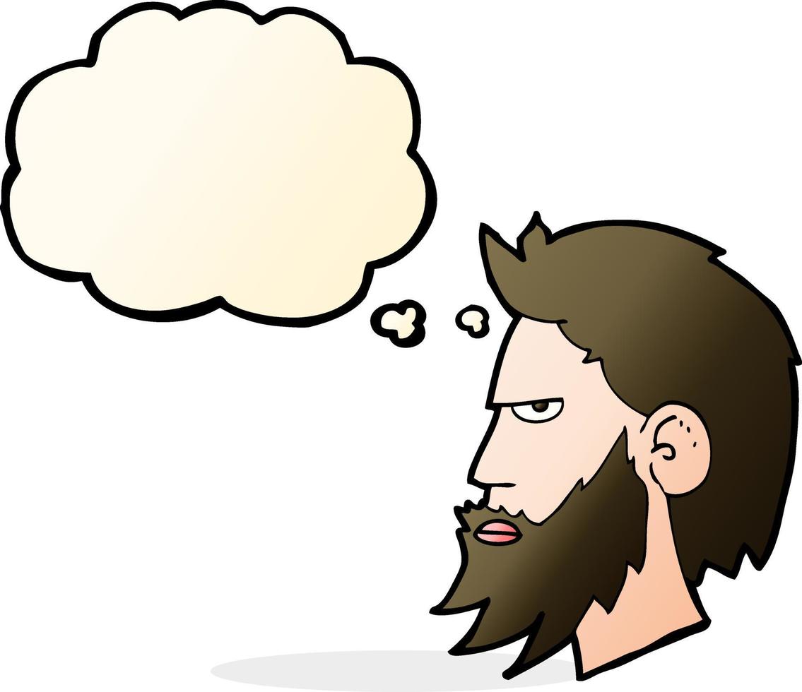 cartoon man with beard with thought bubble vector