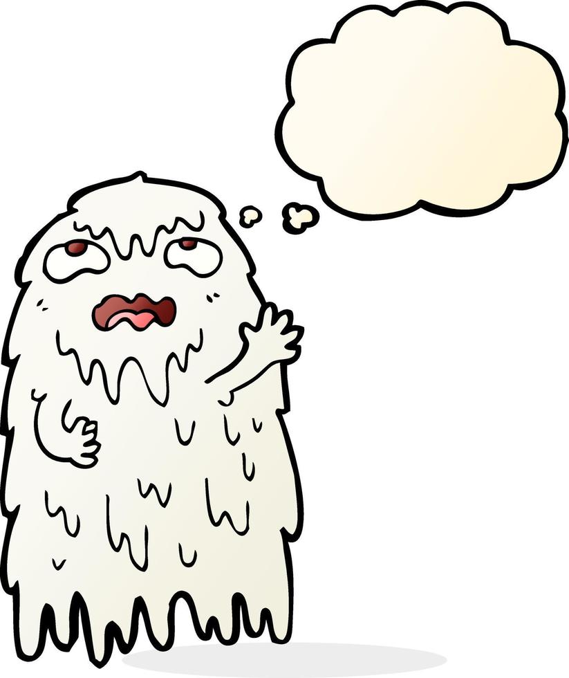 gross cartoon ghost with thought bubble vector