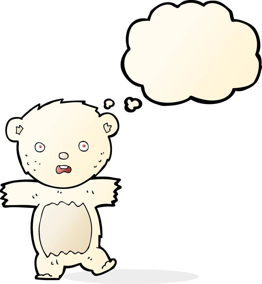 cartoon shocked polar bear cub with thought bubble vector
