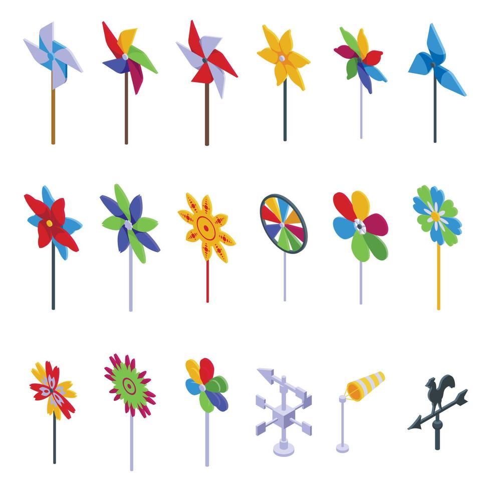 Vane icons set isometric vector. Breeze toy vector