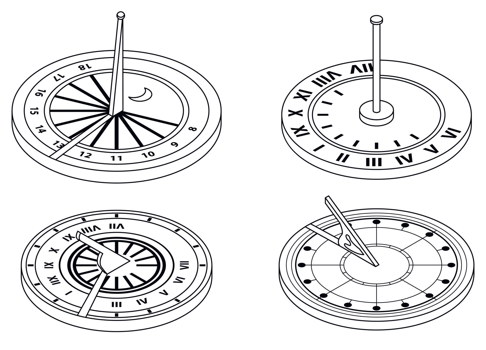 Sundial icons set vector outline 12332366 Vector Art at Vecteezy