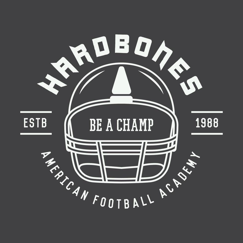 Vintage rugby and american football label, emblem or logo. Vector illustration