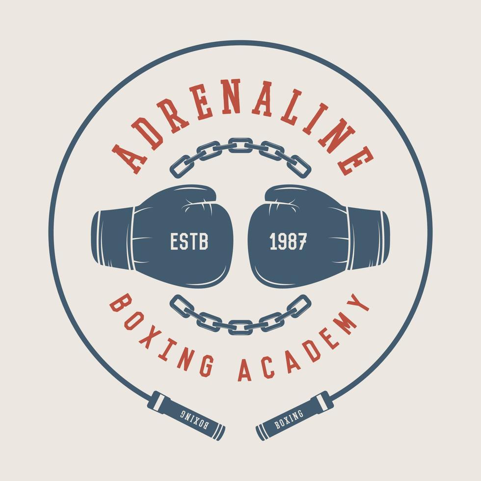 Boxing and martial arts logo, badge or label in vintage style. vector