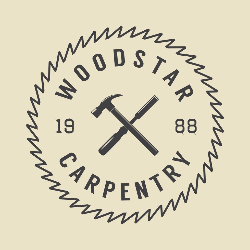 Conjunto de etiquetas, emblemas y logotipos de carpintería y mecánica vintage vector