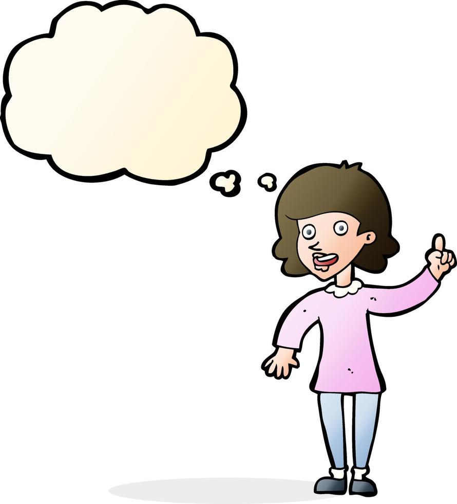 cartoon woman with idea with thought bubble vector