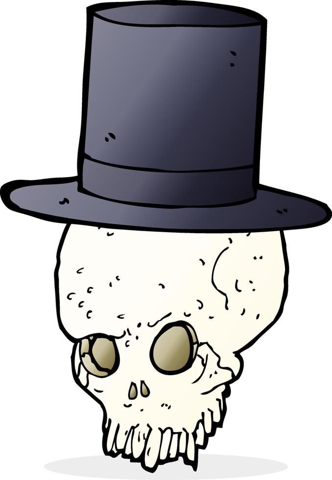 caricatura, cráneo, en, sombrero de copa vector
