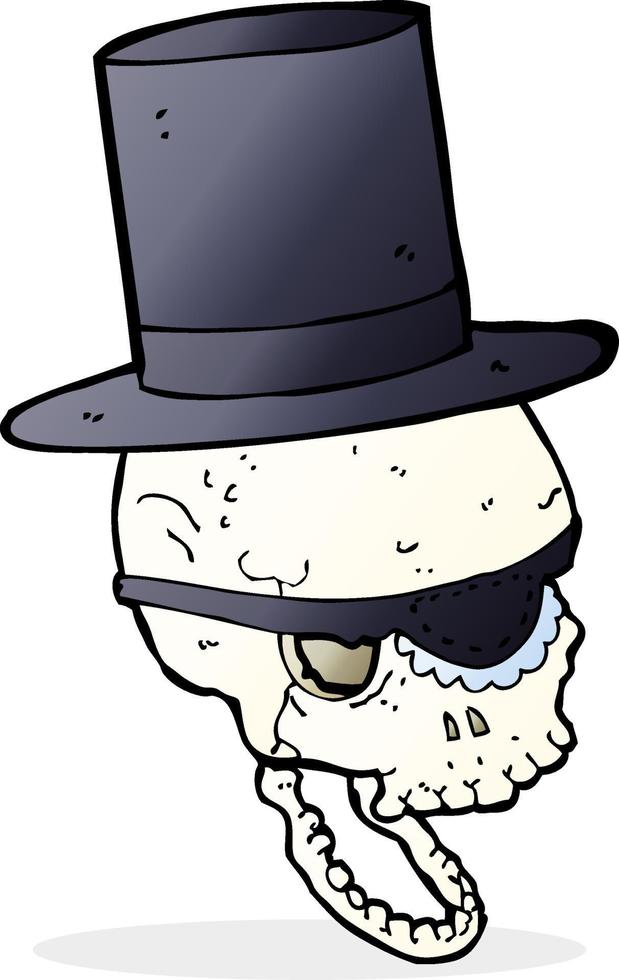 cartoon skull in top hat vector