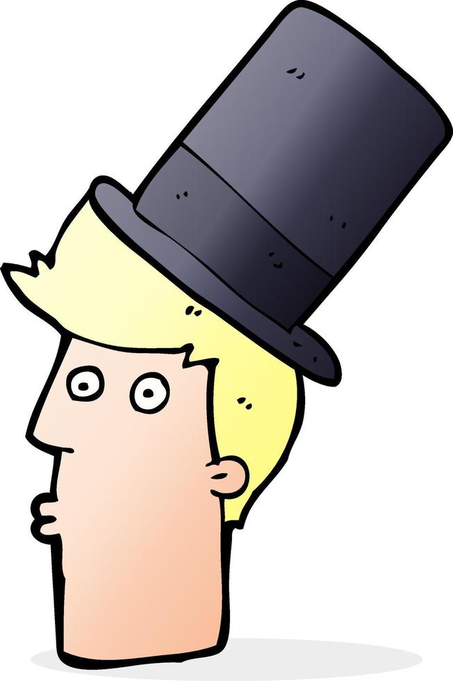 cartoon man wearing top hat vector