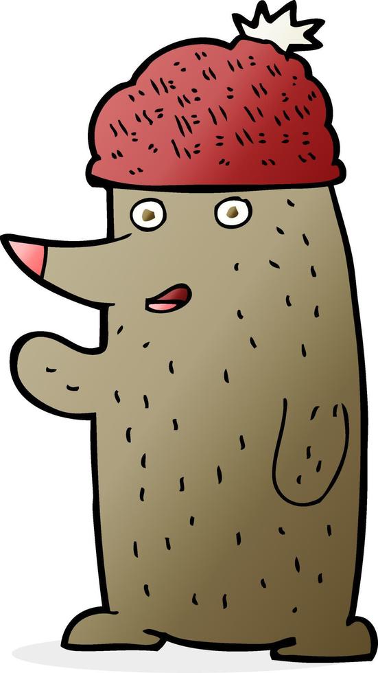 cartoon bear in hat vector