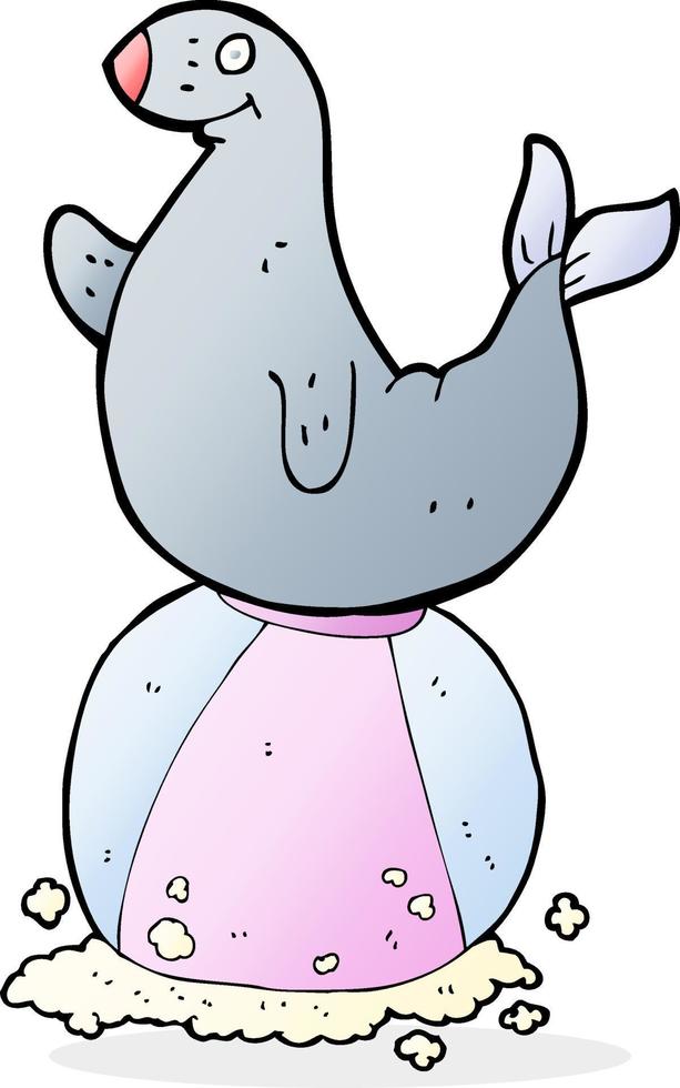 cartoon seal with ball vector