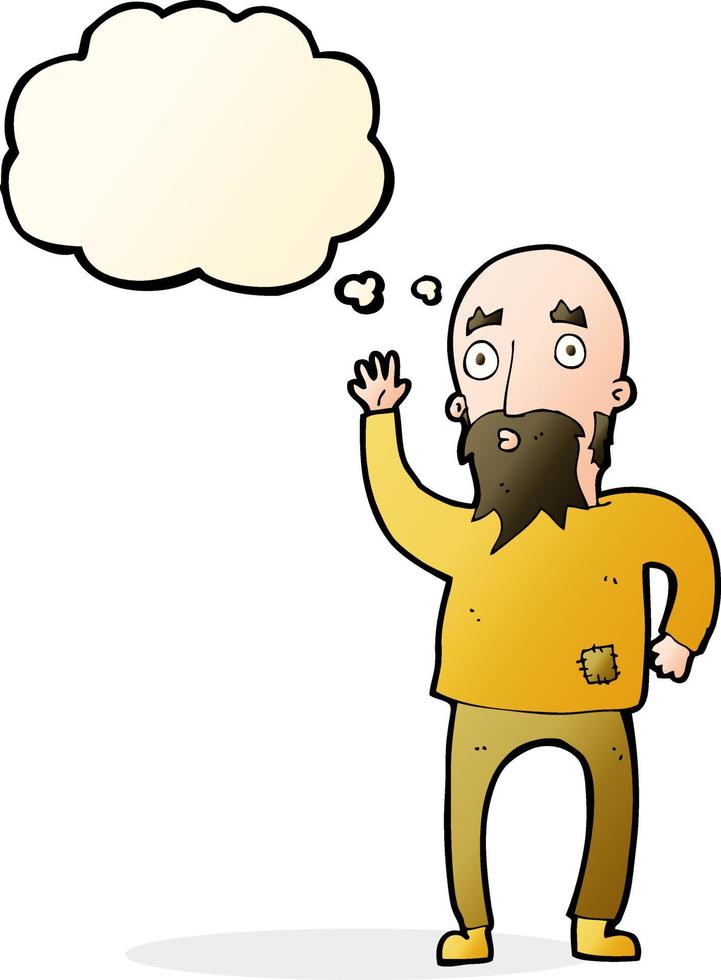 cartoon bearded man waving with thought bubble vector