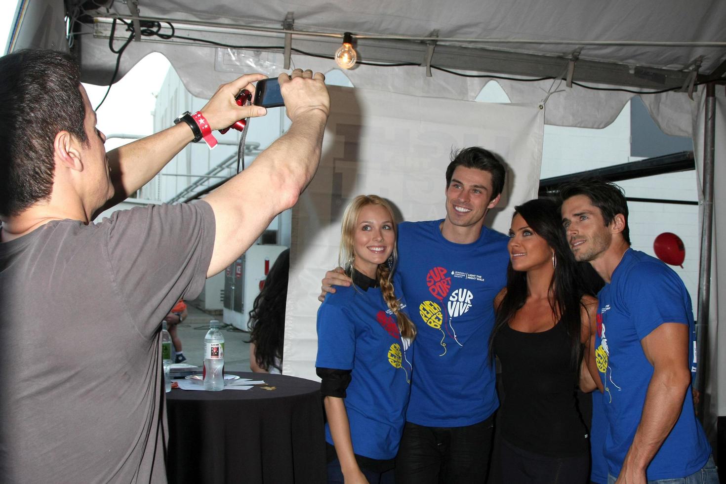 LOS ANGELES, OCT 1 -  Christian LeBlanc, Adam s wife, Adam Gregory, Nadia Bjorlin, Brandon Beemer arriving at the Light The Night Hollywood Walk 2011 at the Sunset Gower Studios on October 1, 2011 in Los Angeles, CA photo