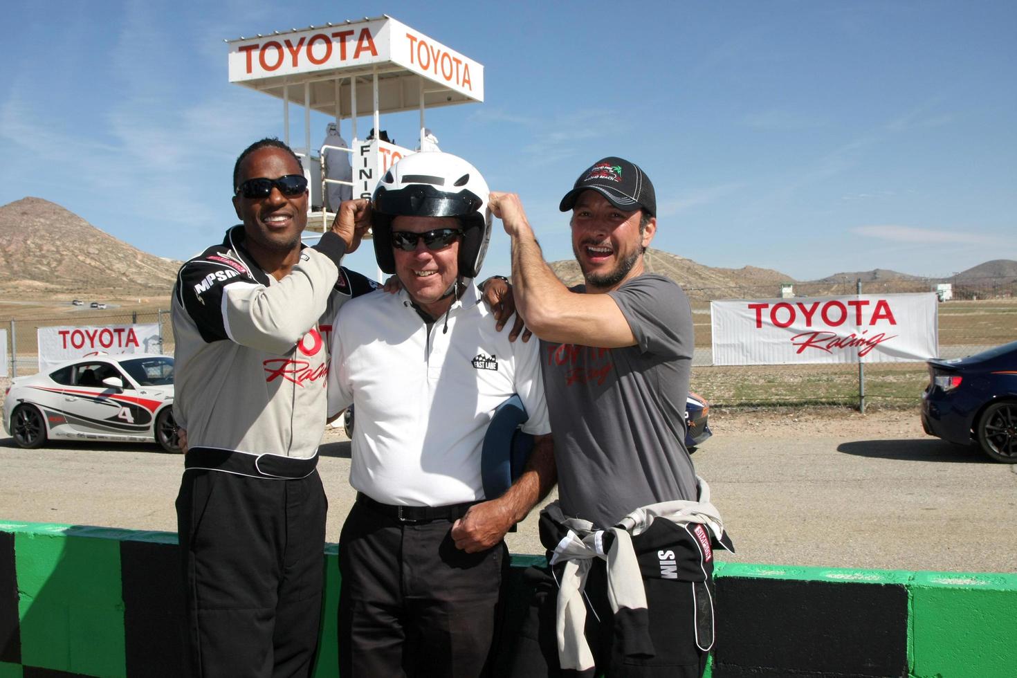 LOS ANGELES, FEB 21 -  Willie Gault, Danny McKeever, Raul Mendez at the Grand Prix of Long Beach Pro Celebrity Race Training at the Willow Springs International Raceway on March 21, 2015 in Rosamond, CA photo