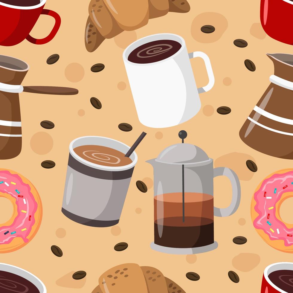 Coffee Beverages Seamless Pattern Concept vector
