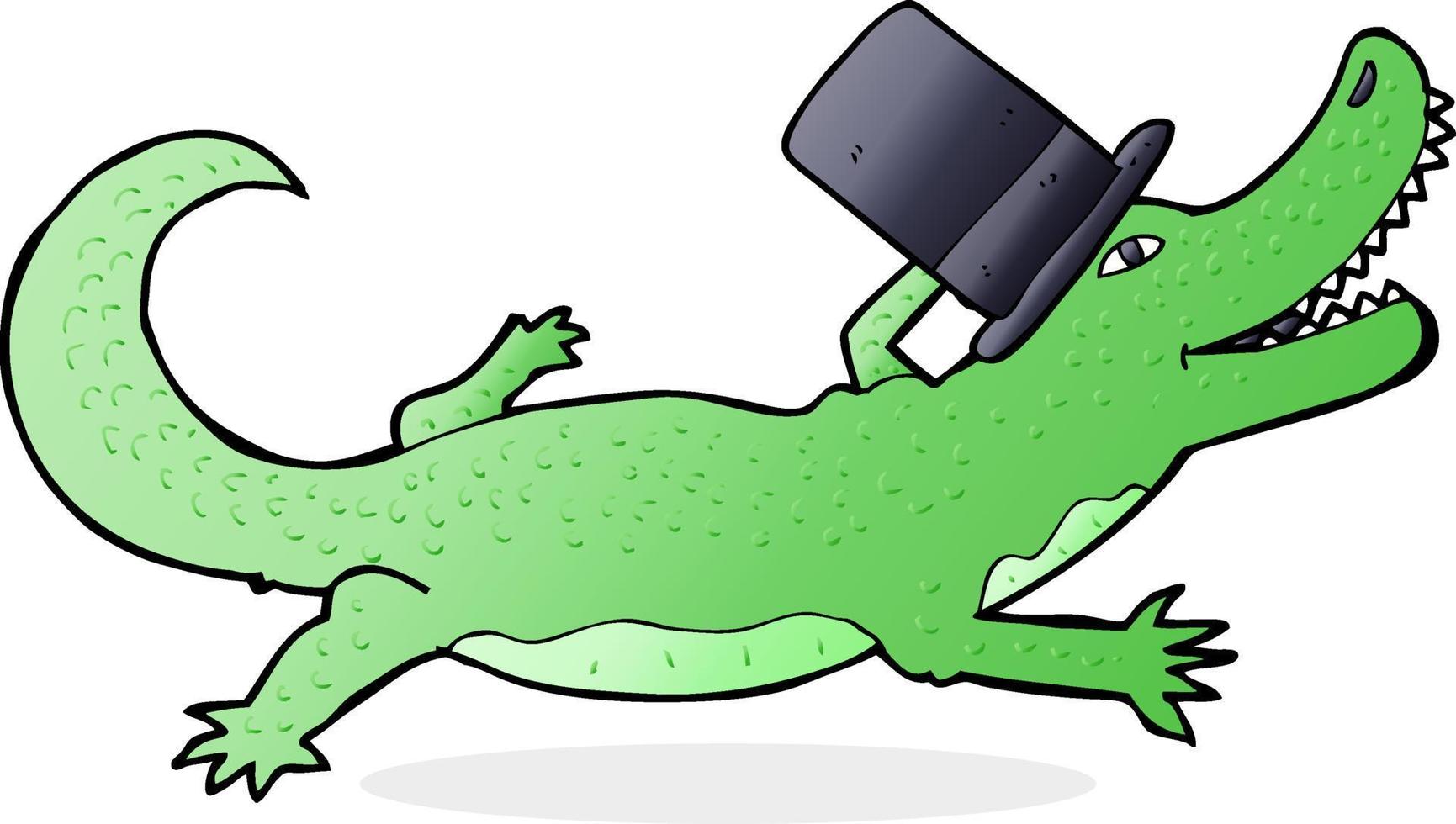 cartoon crocodile in top hat vector