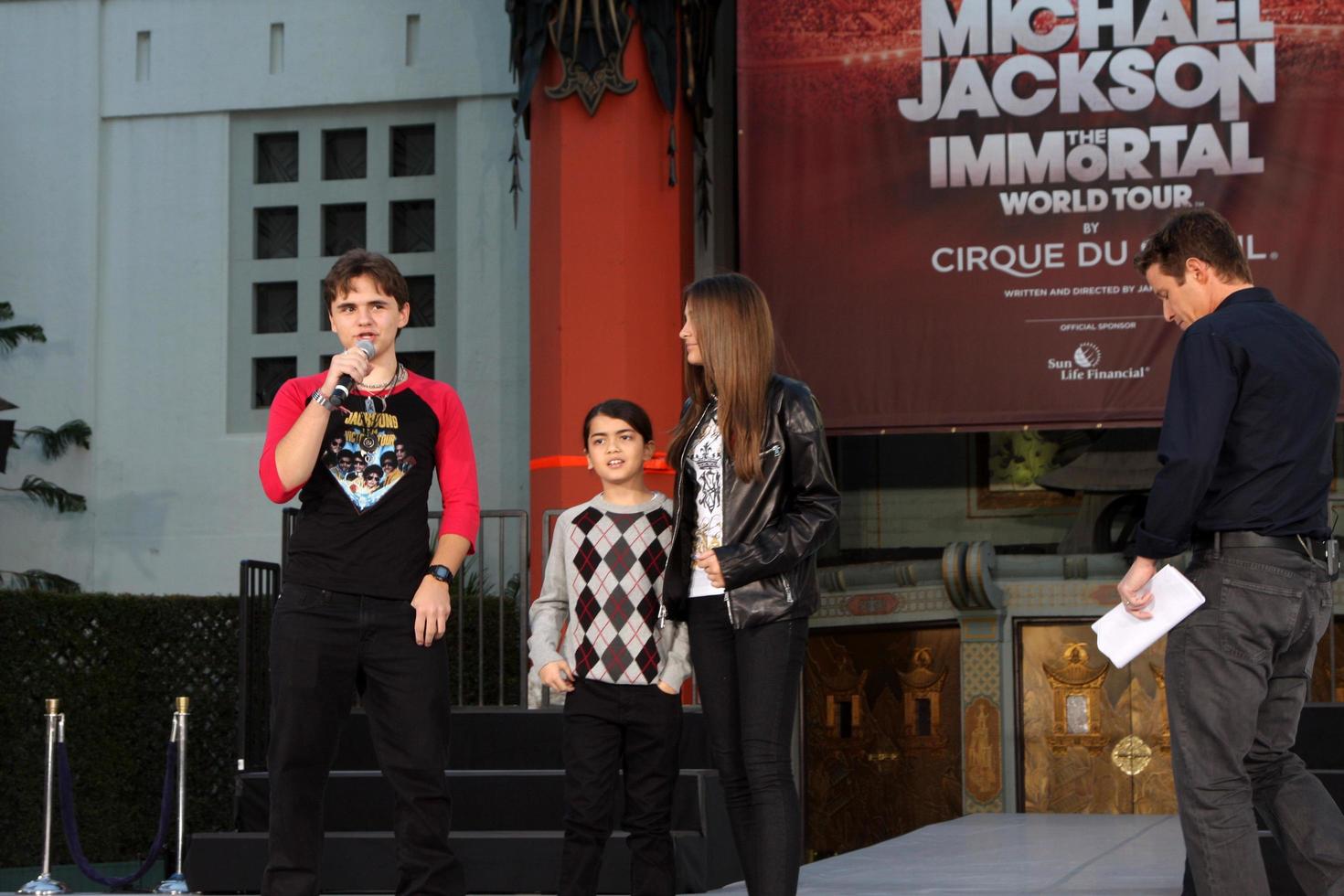 LOS ANGELES, JAN 26 - Prince Michael Jackson, Prince Michael Jackson, II aka Blanket Jackson, Paris Jackson at the Michael Jackson Immortalized Handprint and Footprint Ceremony at Graumans Chinese Theater on January 26, 2012 in Los Angeles, CA photo