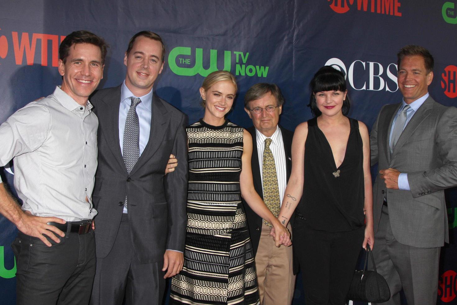 LOS ANGELES, JUL 17 - Brian Dietzen, Sean Murray, Emily Wickersham, David McCallum, Pauley Perrette, Michael Weatherly at the CBS TCA July 2014 Party at the Pacific Design Center on July 17, 2014 in West Hollywood, CA photo
