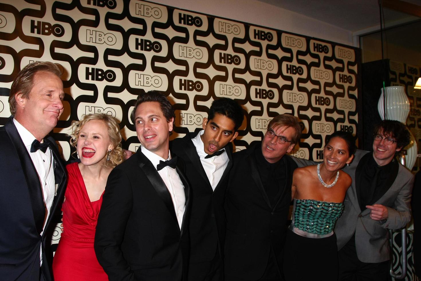 LOS ANGELES, JAN 13 - Jeff Daniels, Alison Pill, Thomas Sadoski, Dev Patel, Aaron Sorkin, Olivia Munn, John Gallagher Jr arrives at the 2013 HBO Post Golden Globe Party at Beverly Hilton Hotel on January 13, 2013 in Beverly Hills, CA photo