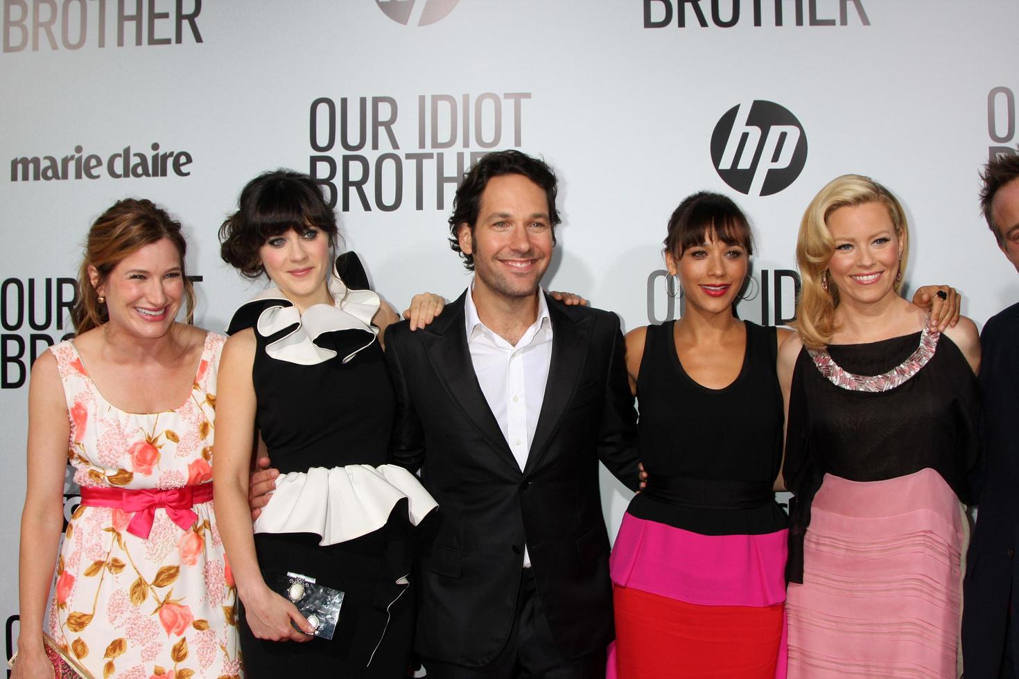 LOS ANGELES, AUG 16 - Kathryn Hahn, Zooey Deschanel, Paul Rudd, Rashida Jones, and Elizabeth Banks arriving at the Our Idiot Brother Premiere at Cinerama Dome ArcLight Theaters on August 16, 2011 in Los Angeles, CA photo