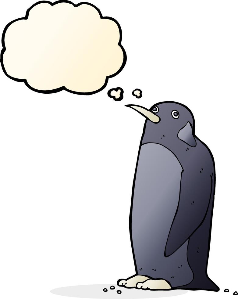 cartoon penguin with thought bubble vector